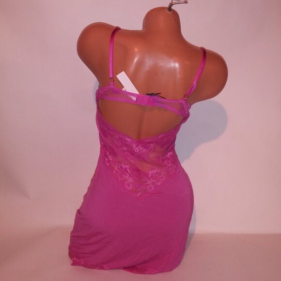 Victoria Secret Lingerie Chemise Slip Pink Lace Trim Solid Modal Underwire New W - Picture 14 of 16